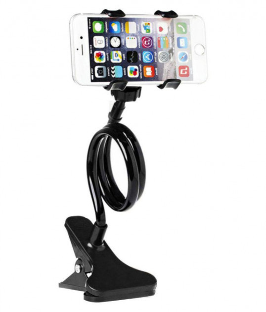 Гнучкий тримач для телефону з прищепкою Lazy Bracket Black, фото 1