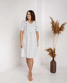 Нічна сорочка для вагітних та годуючих Nicoletta Горошок розмір S (42-44) Білий+Чорний