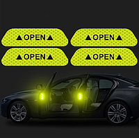 Стікер світловідбивач для дверей авто 4 штуки OPEN Green