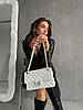 Жіноча сумка Chanel 25 White еко шкіра біла 2 відділення ремінець ланцюжок Шанель, фото 8