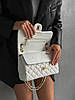 Жіноча сумка Chanel 25 White еко шкіра біла 2 відділення ремінець ланцюжок Шанель, фото 7