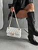 Жіноча сумка Chanel 25 White еко шкіра біла 2 відділення ремінець ланцюжок Шанель, фото 9