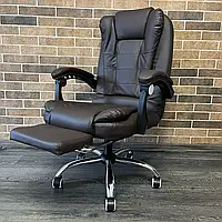 Кресло офисное коричневое Boss + подставка для ног