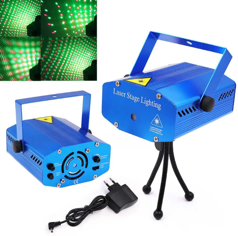 Лазерний проектор диско UKC Mini Laser Stage Lighting HJ09 2in1 Blue