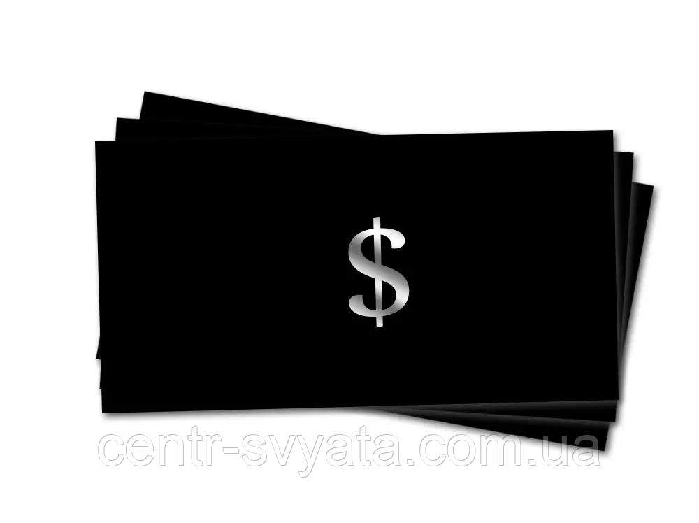 Конверт для грошей "Долар" срібло на чорному
