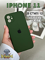 Чехол с квадратными бортами на Айфон 11 Зеленый , Silicone Case для iPhone 11 Army Green