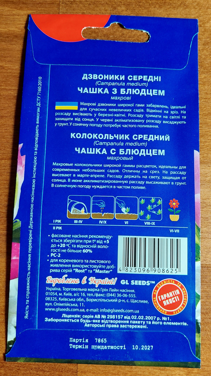 Семена Колокольчика Чашка с блюдцем махровый, крупноцветковый - фото 2 - id-p371319007