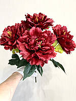 Штучні півонії. Букет штучних півоній ( Преміум, 42 см, бордо), фото 3