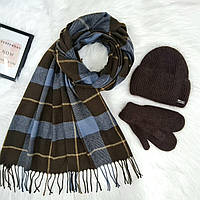 Комплект жіночий зимовий ангоровий на флісі (шапка+шарф+рукавиці) ODYSSEY 57-59 см шоколадний 13253 - 8061 - 4124