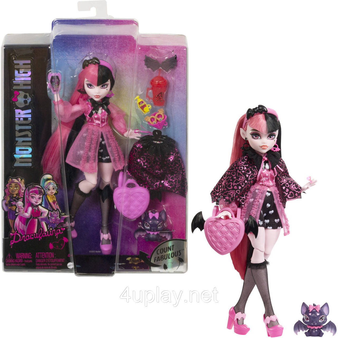 Лялька Монстр Хай Дракулаура з аксесуарами та кажаном Оригінал Mattel Monster High Draculaura