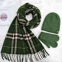 Комплект жіночий зимовий ангоровий (шапка+шарф+рукавиці) ODYSSEY 55-58 см Зелений 13435 - 8142 - 4142