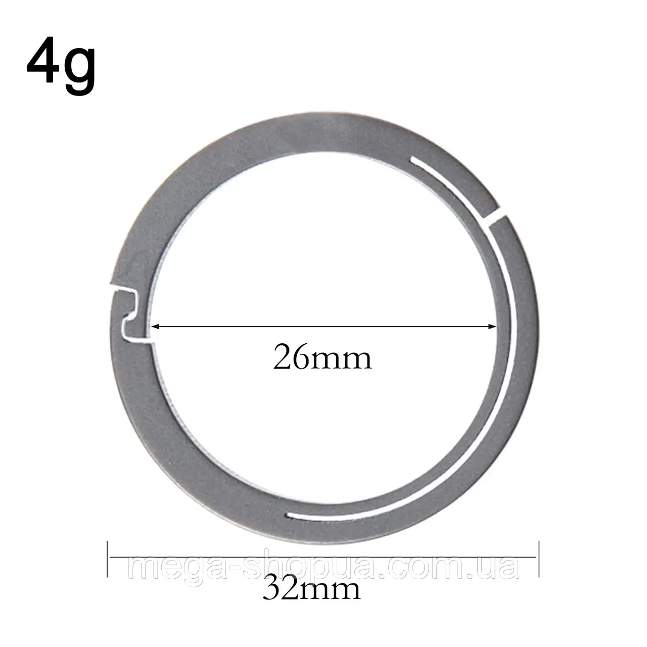 Титанове кільце плоске для ключів Titanium Rings 32 мм / 1 штука FRD32 Сріблясте