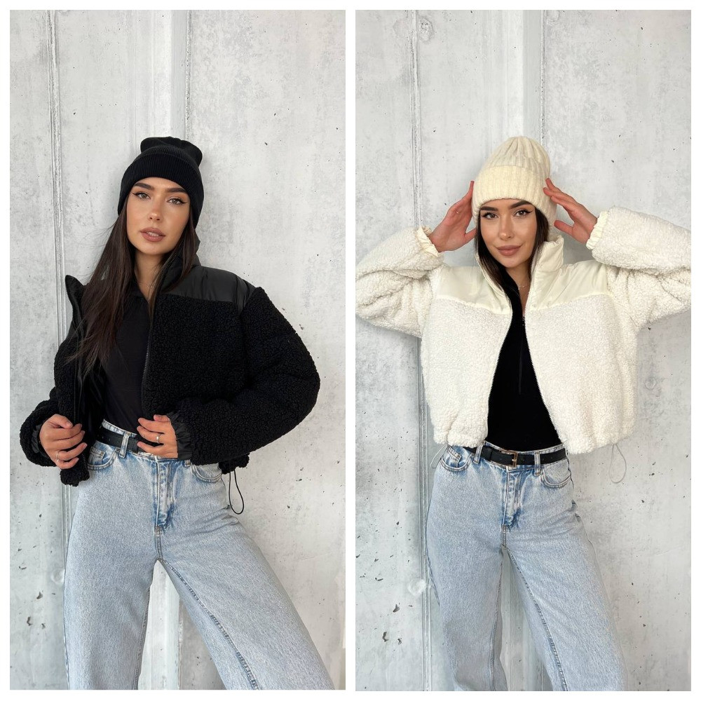 Стильна куртка-пуффер з еко-хутра, фото 1