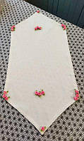Декоративная салфетка дорожка на стол тканевая розовые розы 30*60 см