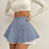 Женские шорты-юбка з белой подкладкой Голубой, 44