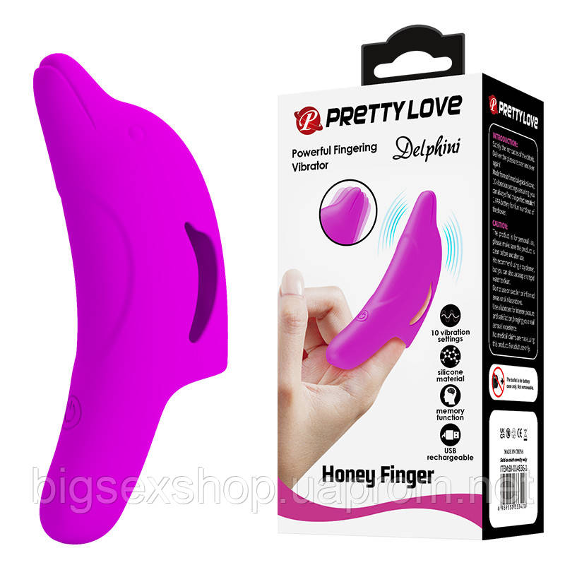 Вібронасадка на палець - Pretty Love Delphini Fingering Vibrator Purple