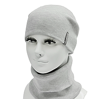 Комплект жіночий демісезонний віскозний (шапка+шарф-снуд) Odyssey 56-59 см світло-сірий 12882 - 12598
