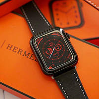 Смарт Часы Smart Watch 8S Hermes 45mm Черный Мужские часы Фитнес-браслеты Кожаный ремешок