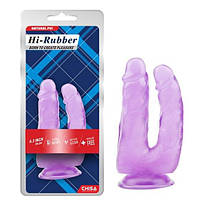 Подвійний фалоімітатор - Hi-Rubber 6.3" Double Dildo Purple