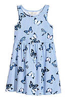 Детский сарафан платье H&M (голубые бабочки) Sleeveless jersey dress 4-6 лет