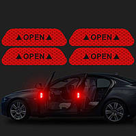 Стікер світловідбивач для дверей авто 4 штуки OPEN Red