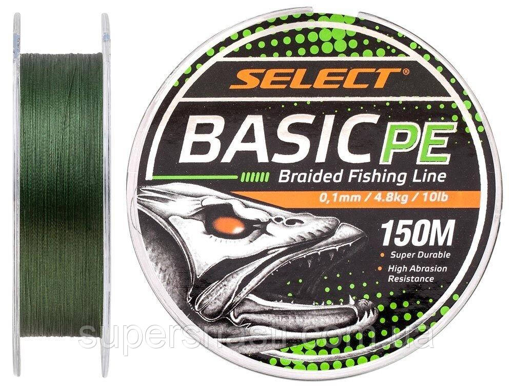 Шнур Select Basic PE 150м 0.10мм 10lb / 4.8кг (темно-зелений), фото 1
