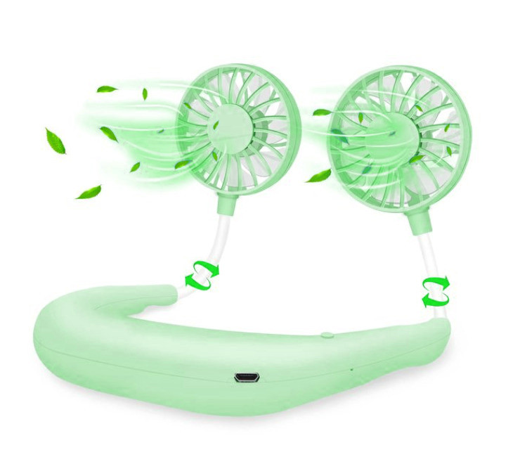 Портативний міні вентилятор на шию USB Neck Fan Green, фото 1