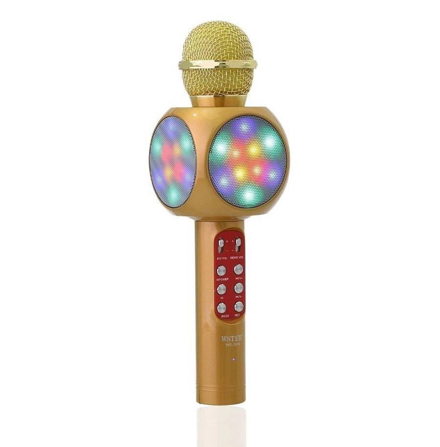 Бездротовий мікрофон караоке з динаміком та кольоромузикою Wster Ws-1816, yellow