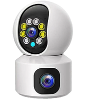 Домашняя двойная IP WiFi камера видеонаблюдения Видеоняня Камера с сигнализацией