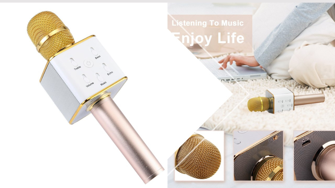 Bluetooth караоке мікрофон Q7 GOLD микрофон