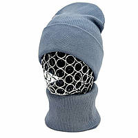 Комплект женский демисезонный коттоновый шапка+шарф-снуд Odyssey 55-57 см серо-голубой 12366 - 12680