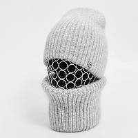 Комплект жіночий зимовий ангоровий (шапка+бафф) ODYSSEY 55-58 см Сірий 13439 - 13090