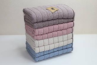 Упаковка (8 шт) махрових банних рушників "Пунктир" | 70х140