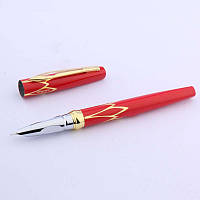 Перьевая чернильная ручка "Hero Luxury", закрытое перо "Genius Iridium", металл, позолота, роспись, красная
