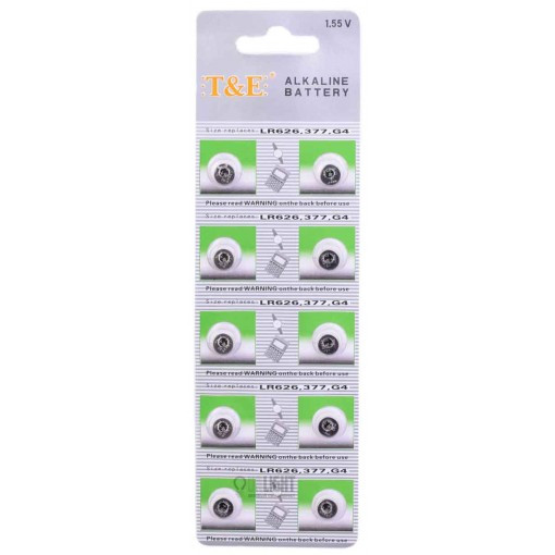 Батарейка T&E AG4 LR626 1,55V, Alkaline, Blister
