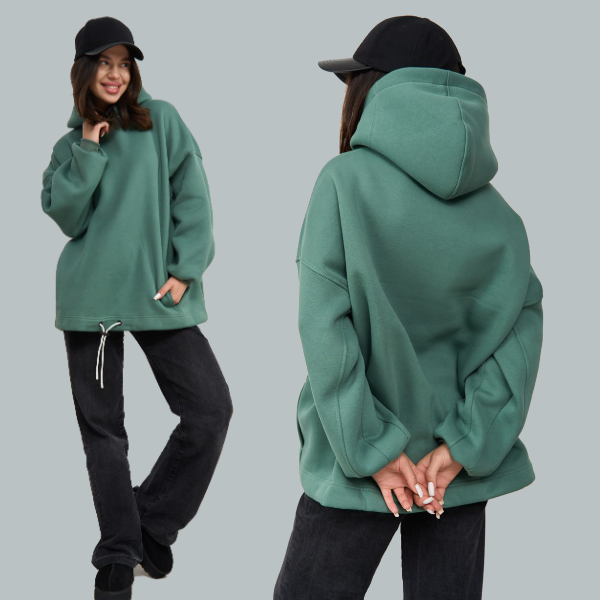 Тепла флісова жіноча кофта Худі OVERSIZE