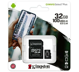 Карта пам'яті microSDHC Kingston (UHS-1) 32GBSD клас 10 (без адаптера) (Гарантія 3 роки)