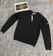 Cвитшот Stone Island на флисе черный | Кофта Стоне Исленд | Худи Стон Айленд