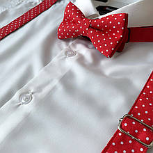 Набір I&M Craft дитячий 6-8 років, краватка-метелик та підтяжки червоні в білий горох (030506)