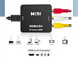 Конвертер HDMI2AV перехідник HDMI на 3RCA тюльпан upscaler FullHD Black, фото 2