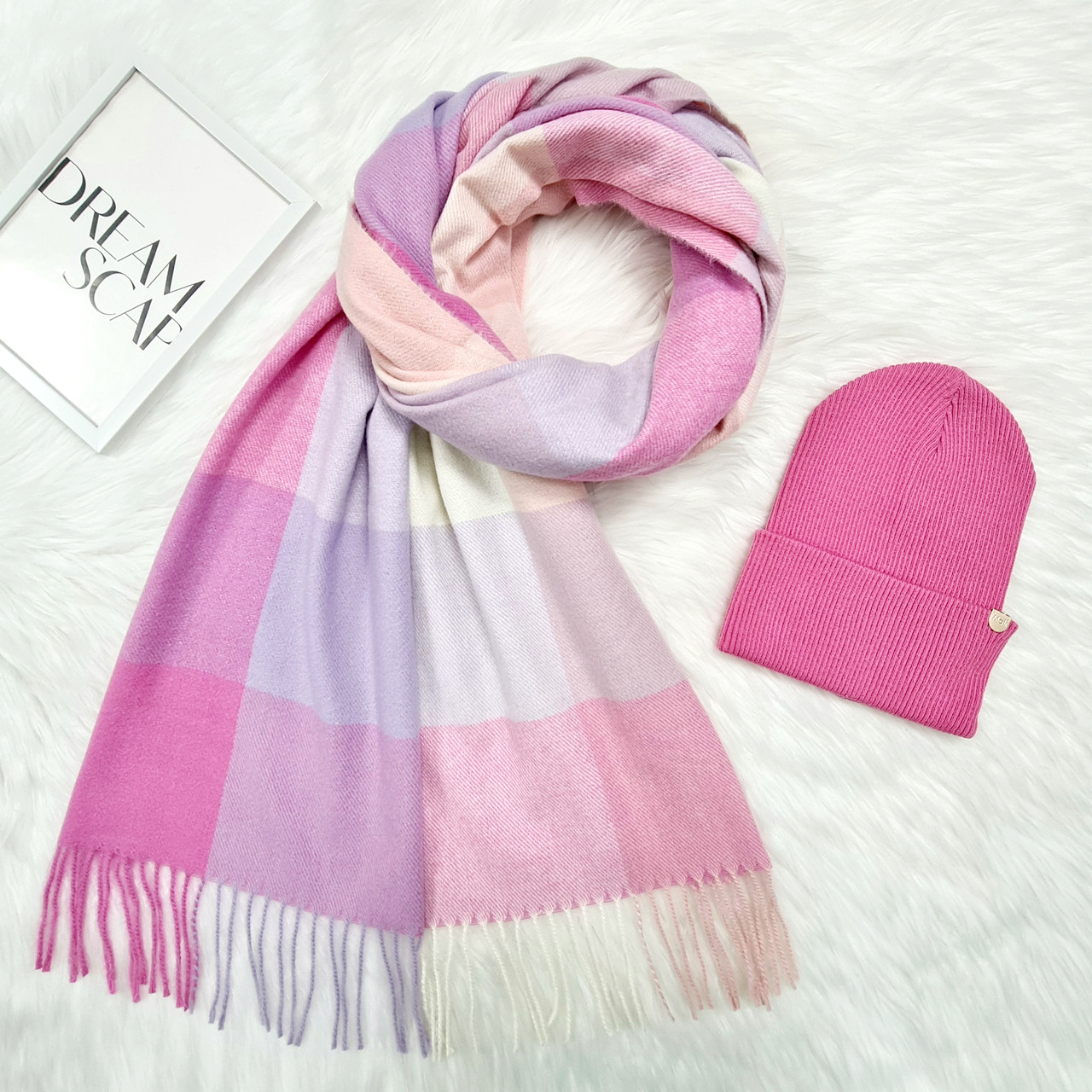 Комплект жіночий демісезонний шапка+шарф Odyssey 55-58 см малиновий 13763 - 1141