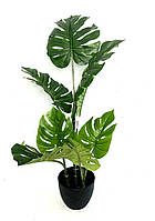 Монстера искусственная в горшке. Комнатное растение высотой 100 см, размах листьев: 60 см