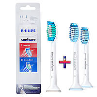 Насадка Philips Sonicare Simply Clean C1 + Sensitive HX (3 шт) для зубной щетки сменные DiamondClean филипс