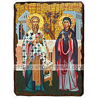 Икона Киприан и Иустина Святые Великомученики ,икона на дереве 130х170 мм