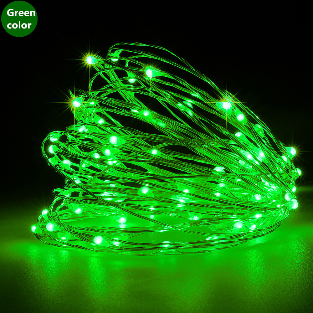 Гірлянда роса мідний провід 10 м LED Star Xmas Copper 100 Led Green