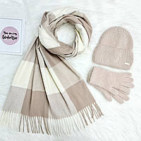 Комплект жіночий зимовий ангоровий (шапка+шарф+рукавички) ODYSSEY 56-58 см бежевий 13917 - 1140 - 4192