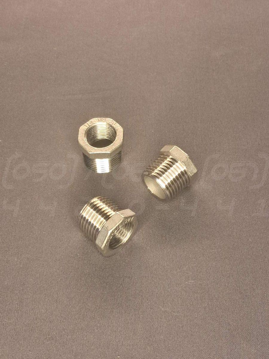 Футорка нержавіюча Ду 15 (1/2") зовнішня на Ду 10 (3/8") внутрішня різьби лита ISO 4144, EN 10241, DIN 2987