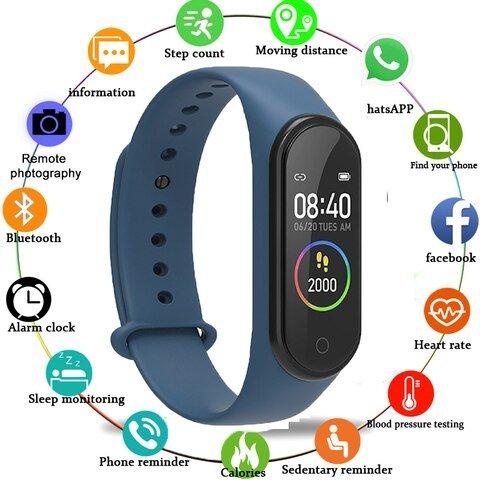 Смарт годинник фітнес браслет Smart Watch M4 Blue Умные часы фитнес браслет, фото 1