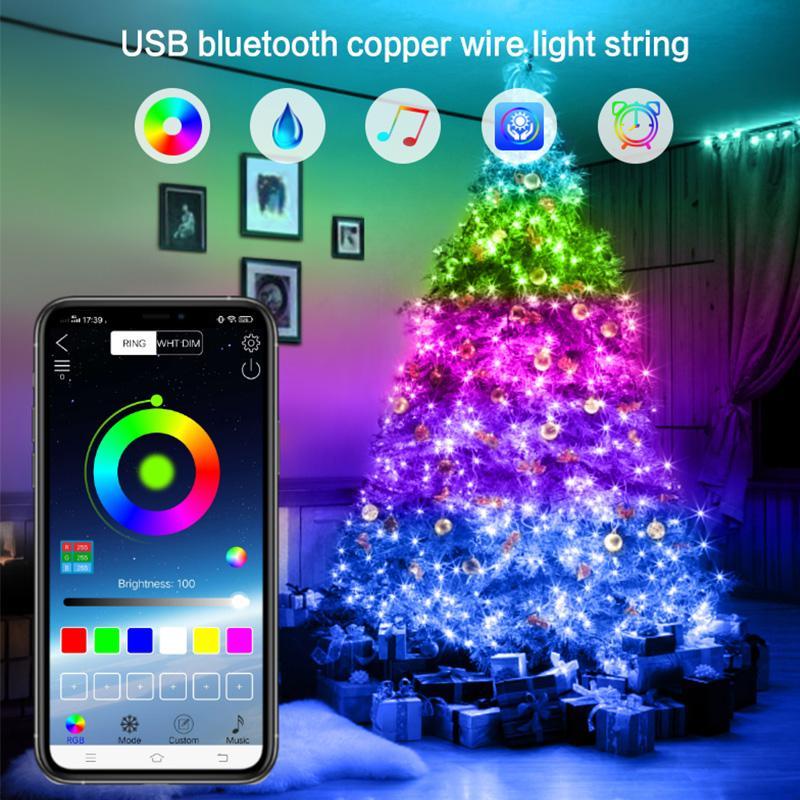 Гірлянда з керуванням через смартфон 10 м LED Star USB RGB Bluetooth X-Mass