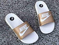 Nike Benassi White logo Gold